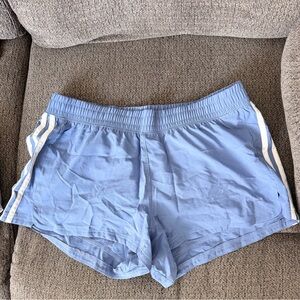 adidas Light Blue Women's Athletic Shorts with White Side Stripes